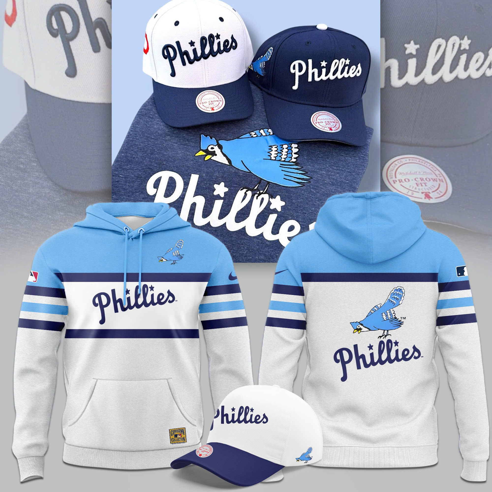 Philadelphia Phillies White Blue Jay Logo Hoodie Gifts For Baseball Lovers