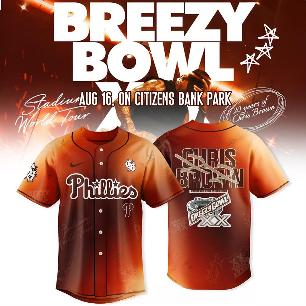 Philadelphia Phillies x Breezy Bowl XX Tour 2025 Baseball Jersey Phillies Merch Fans Gifts