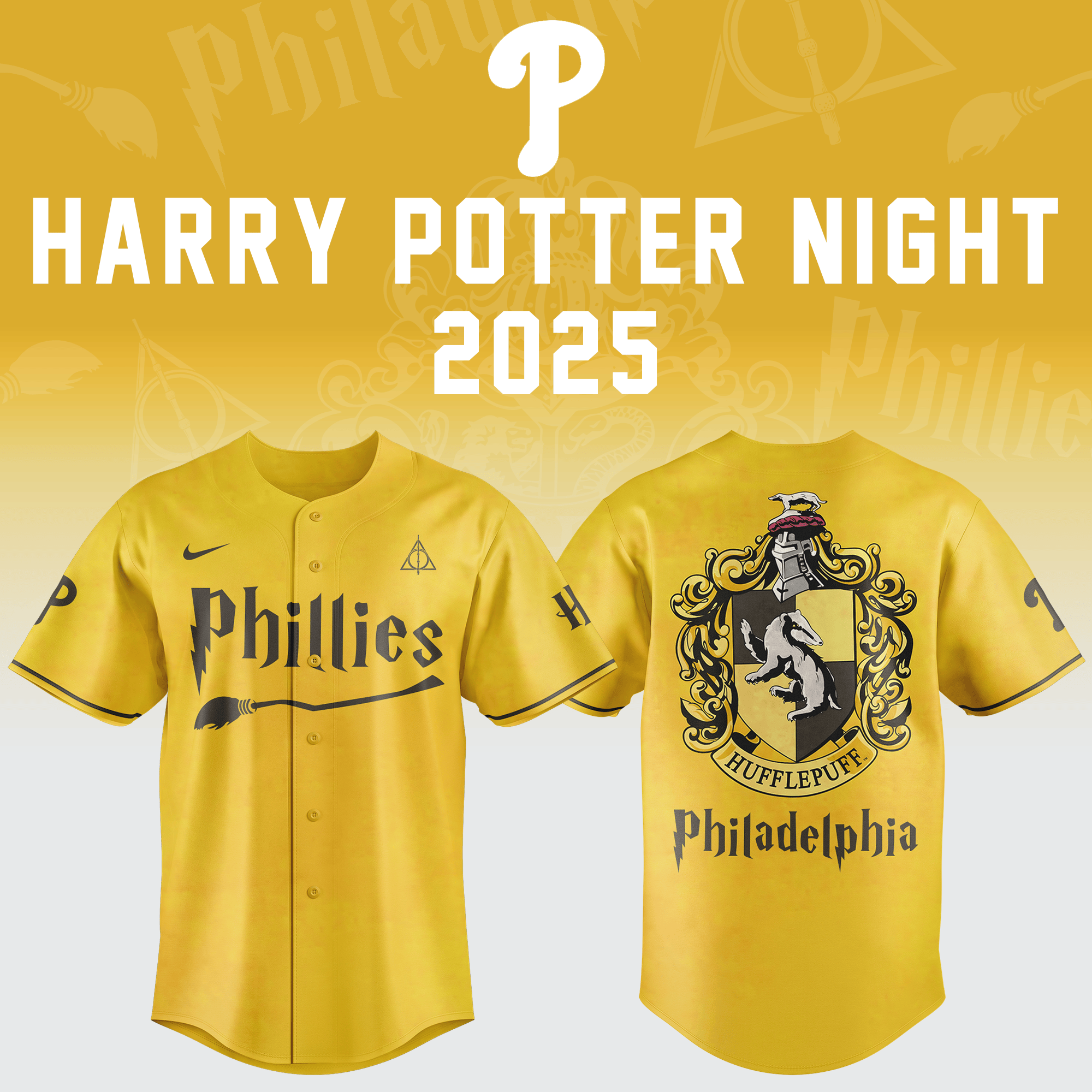 Philadelphia Phillies X Harry Potter Night 2025 Jersey Hufflepuff Merch For Harry Potter Fans