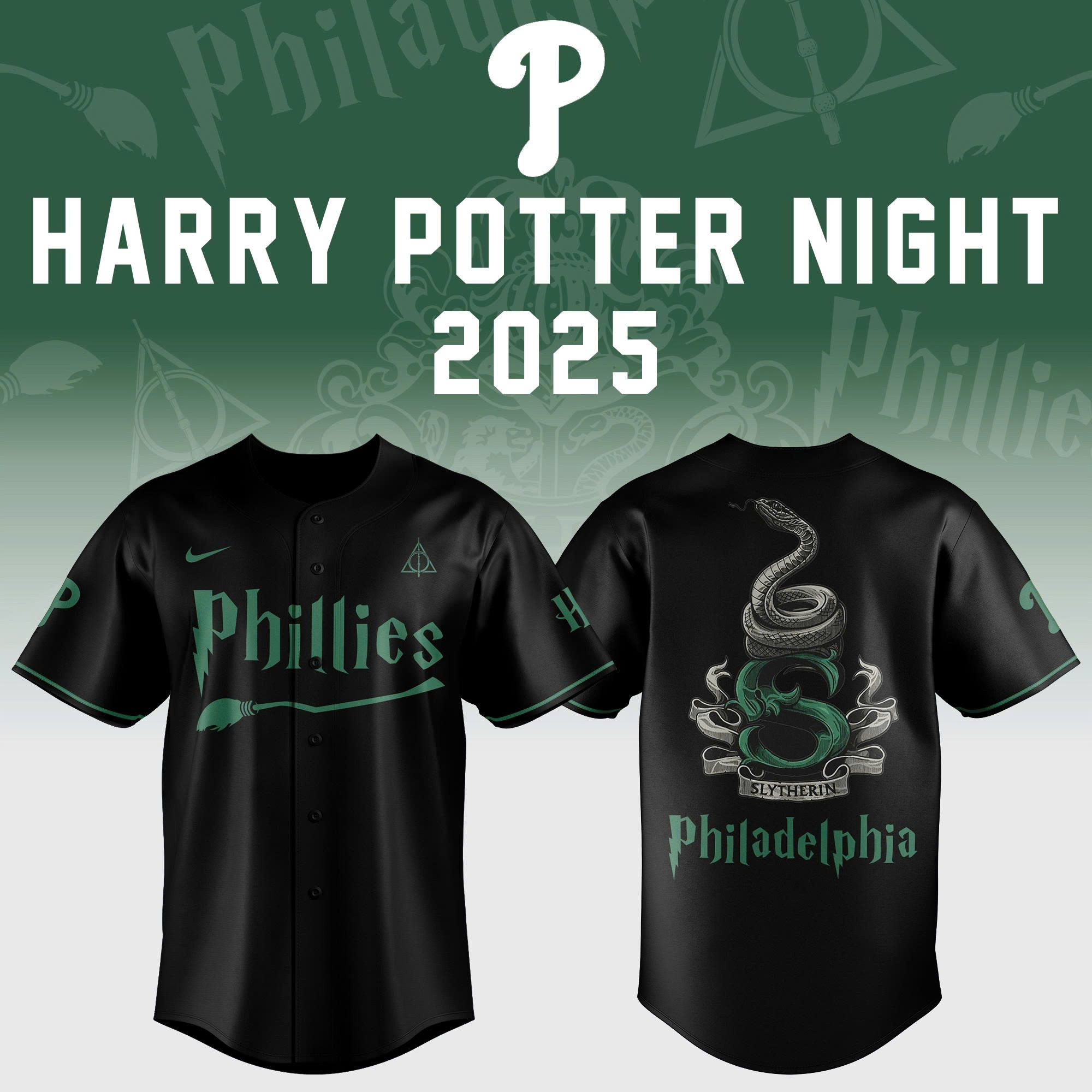 Philadelphia Phillies X Harry Potter Night 2025 Jersey Magical Slytherin Merch Fan Gift Ideas