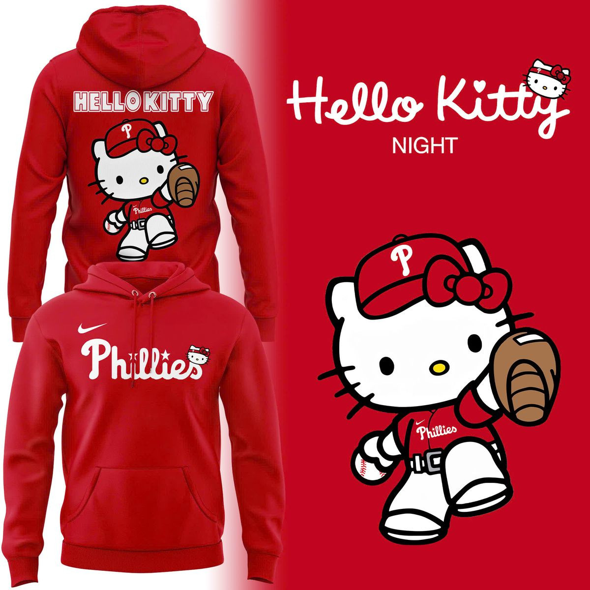 Philadelphia Phillies X Hello Kitty Hoodie Phillies Baseball Merch For Hello Kitty Fans