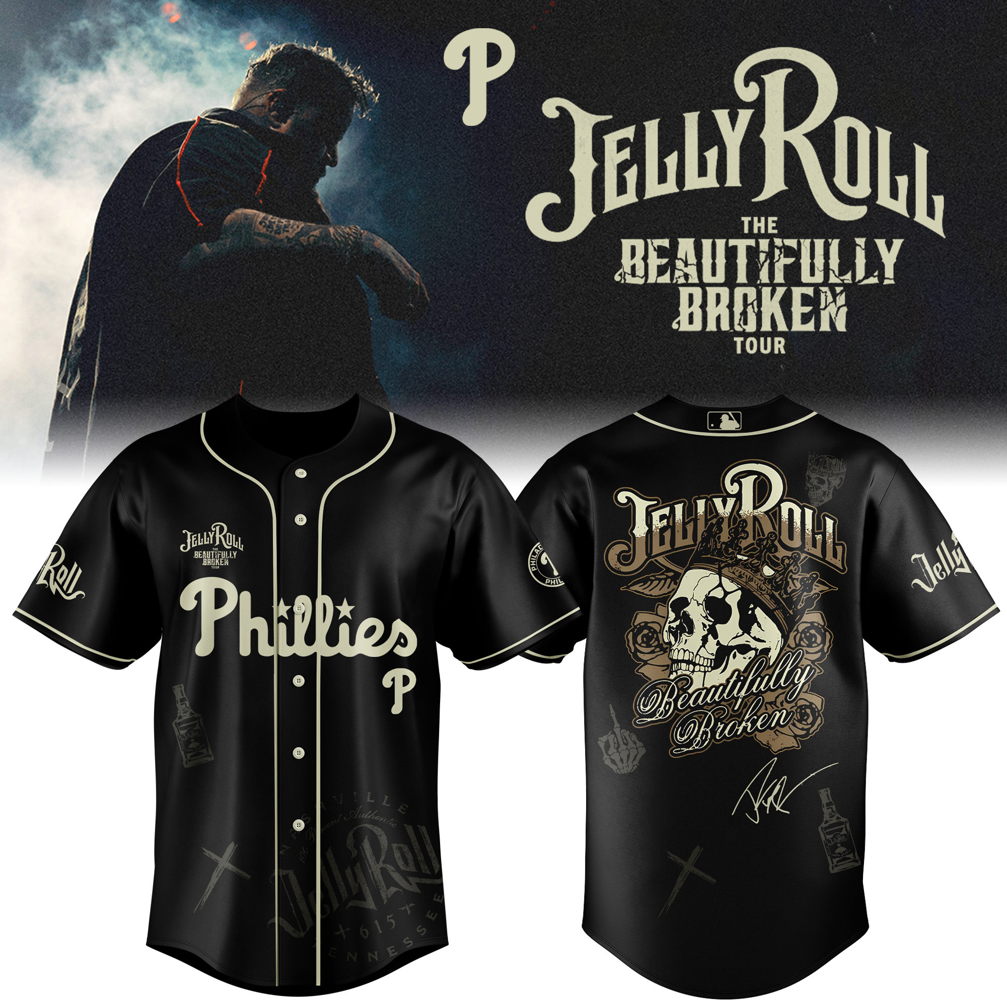 Philadelphia Phillies X Jelly Roll Baseball Jersey 2025 Gift For Baseball Fans