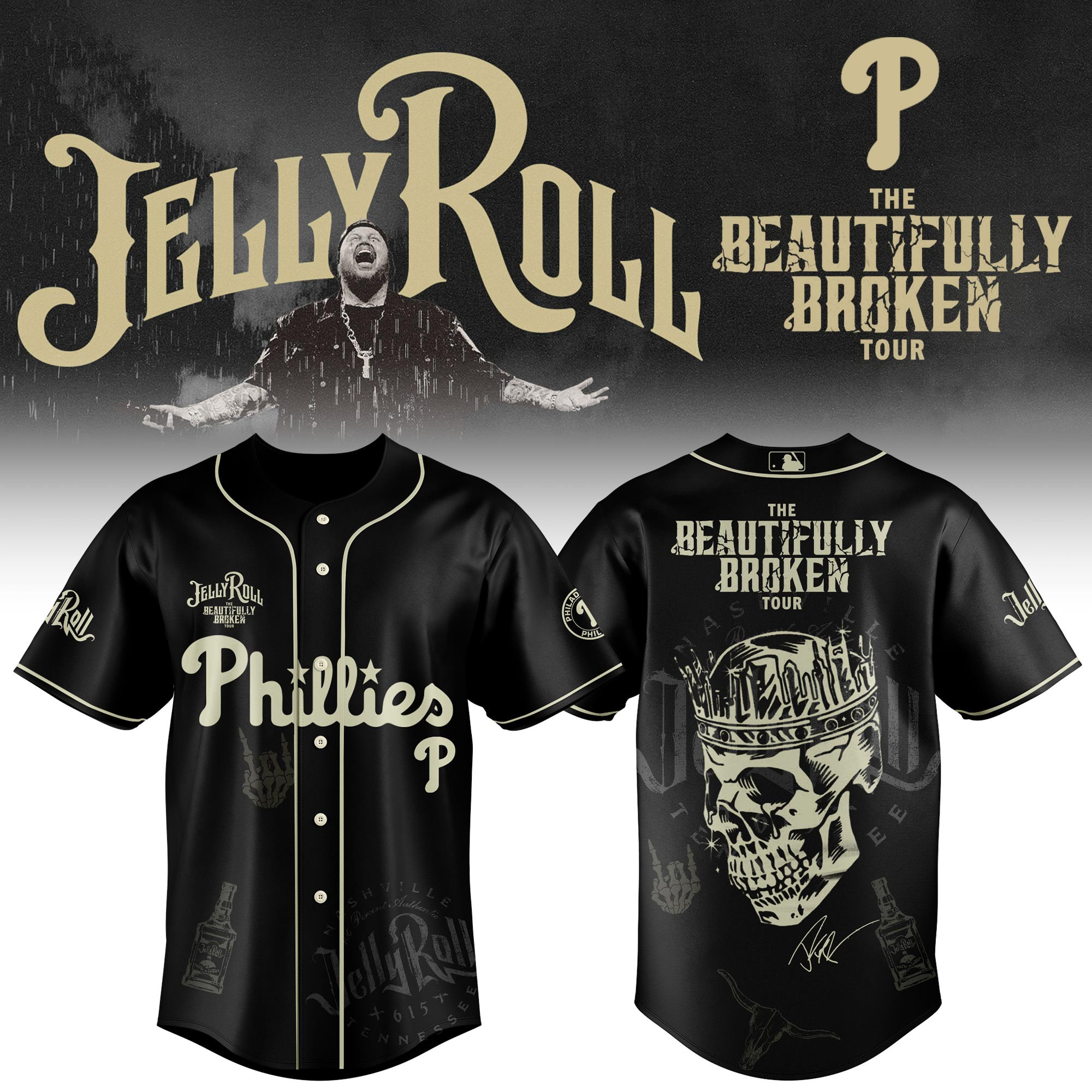 Philadelphia Phillies X Jelly Roll Baseball Jersey 2025 Gift For Jelly Roll Fans