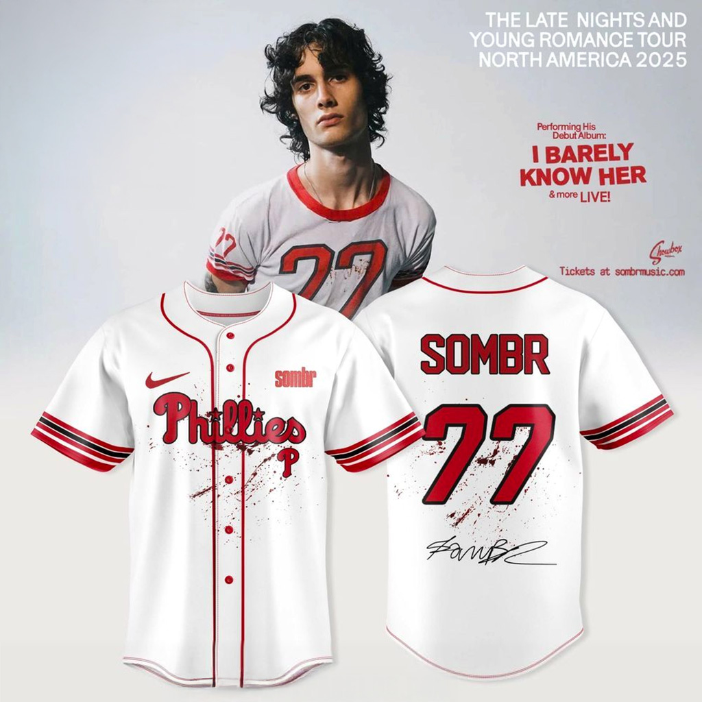 Philadelphia Phillies X Sombr The Late Nights Young Romance Tour Jersey Phillies Merch_
