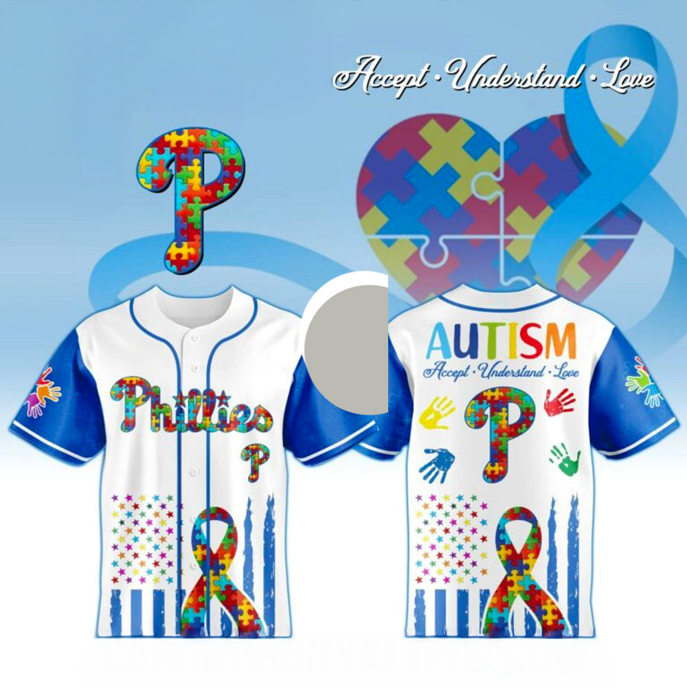 Philadelphia Phillies X Special Autism Awareness Month 3D Baseball Jersey Phillies Merch