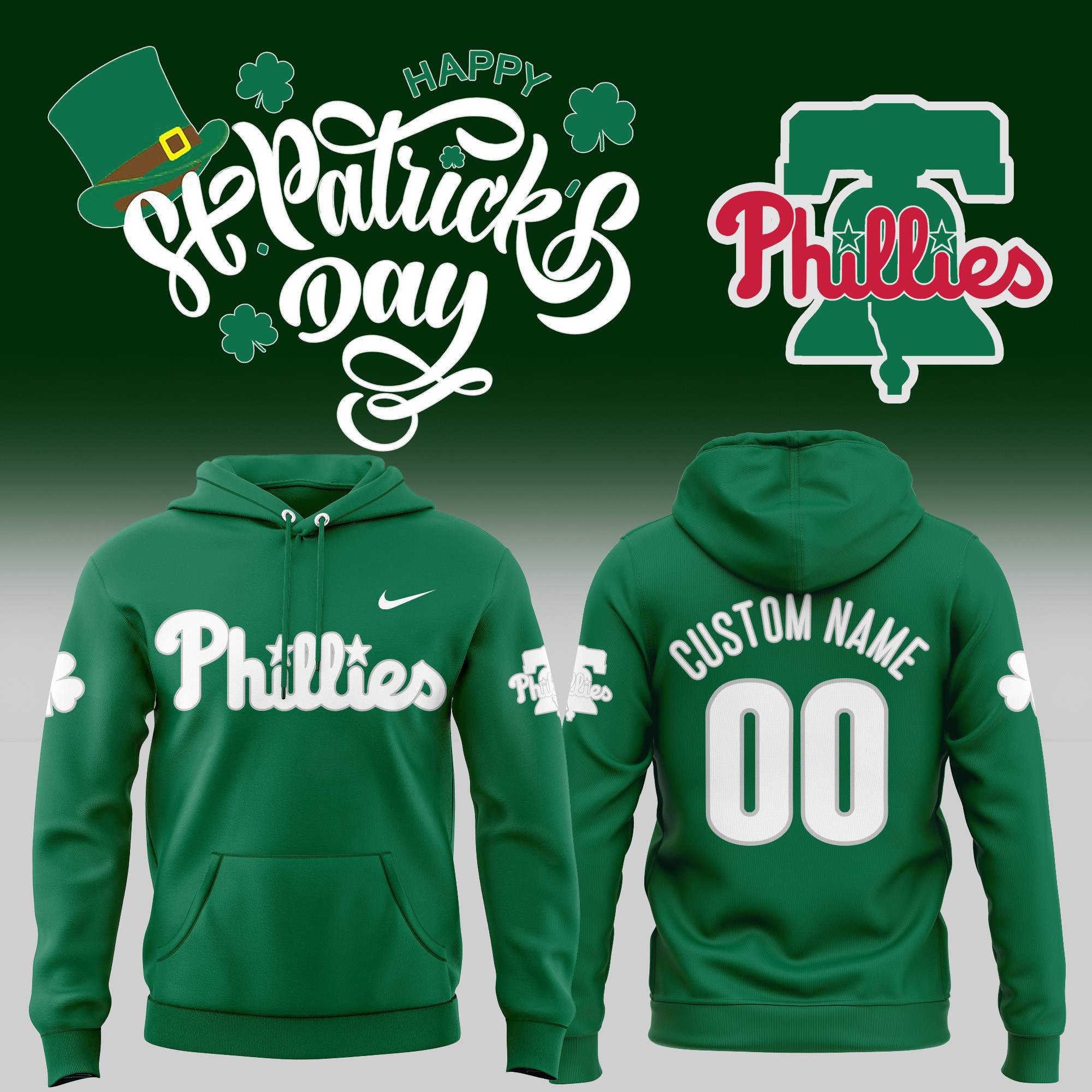 Philadelphia Phillies X St Patrick's Day Hoodie Champions 2025 Phillies Baseball Gifts