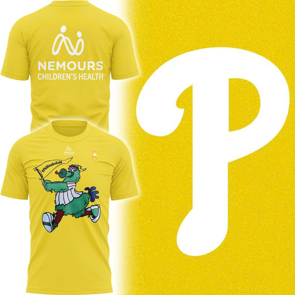 Philadelphia Phillies Yellow T-shirt Numerous Children's Health P 2025 Phillies Baseball Merch