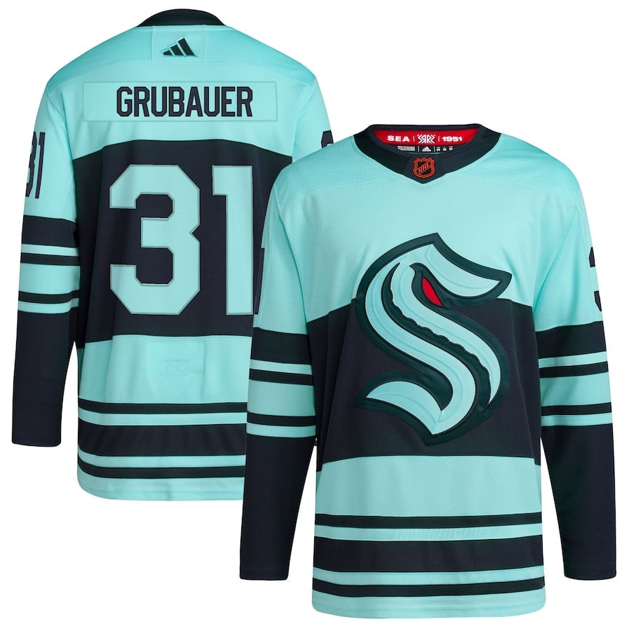 Philipp Grubauer 31 Seattle Kraken Reverse Retro 2.0 Men Jersey - Teal - JS784