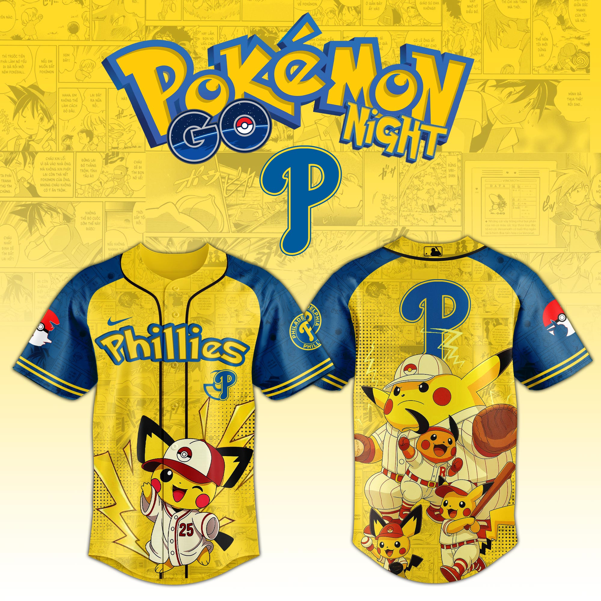 Phillies X Pokemon Go Night 2025 Jersey Unique Gifts For Baseball Fans