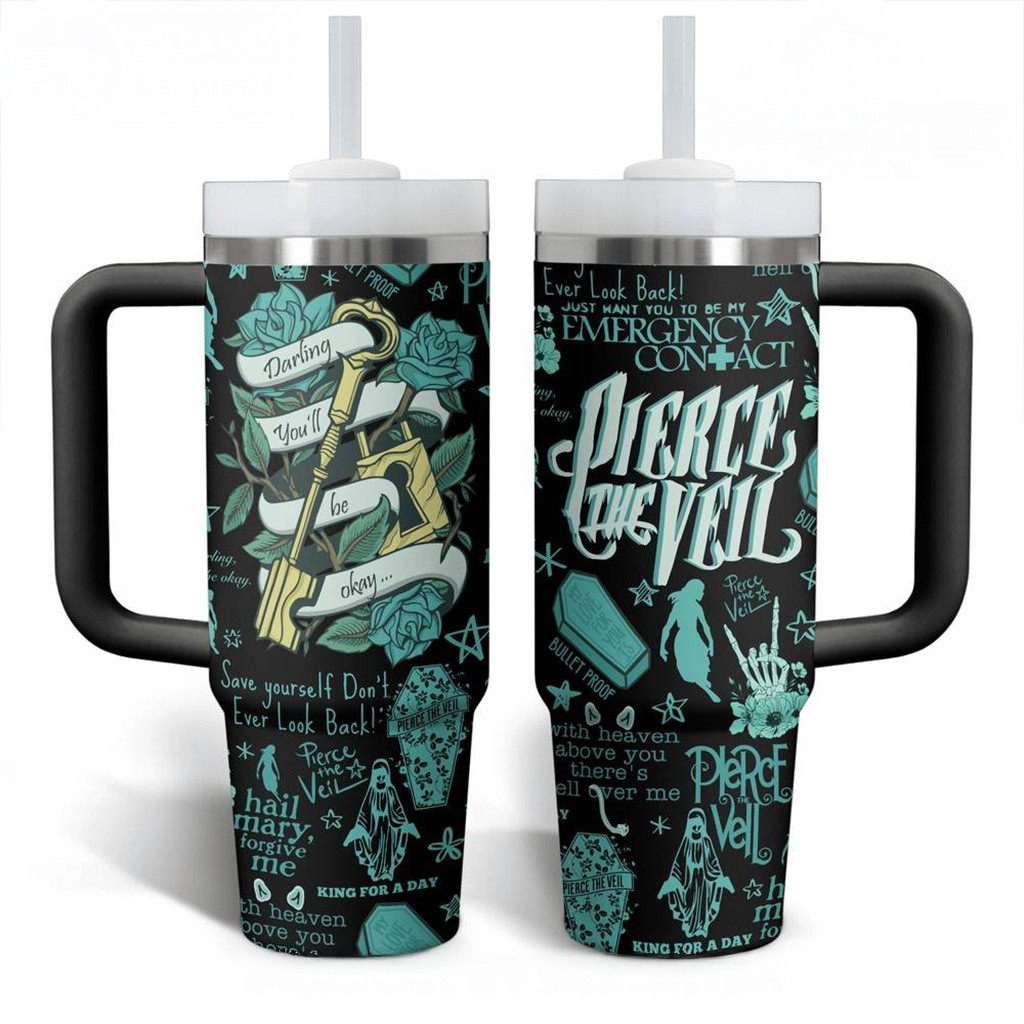 Pierce The Veil Stanley Tumbler Black Fan Merch Gifts For Boyfriend