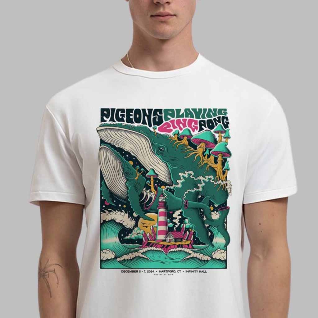 Pigeons Playing Ping Pong Poster For Connecticut Run In Hartford At Infinity Hall On December 5-7 2024 T-Shirt Fans Gifts
