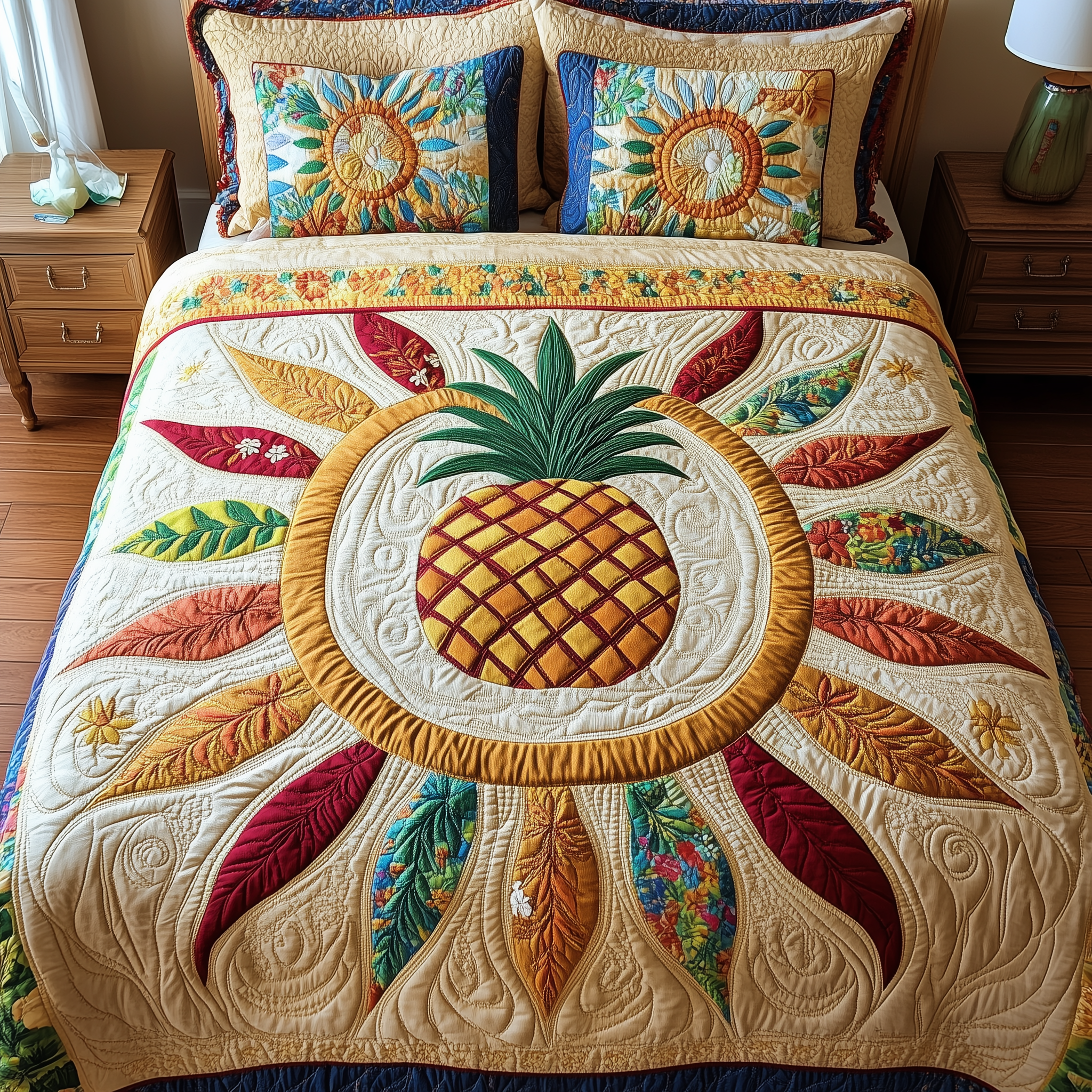 Pineapple Quilted Bedding Set Duvet Cover Bedspread Set Item Pineapple Gifts For Friends