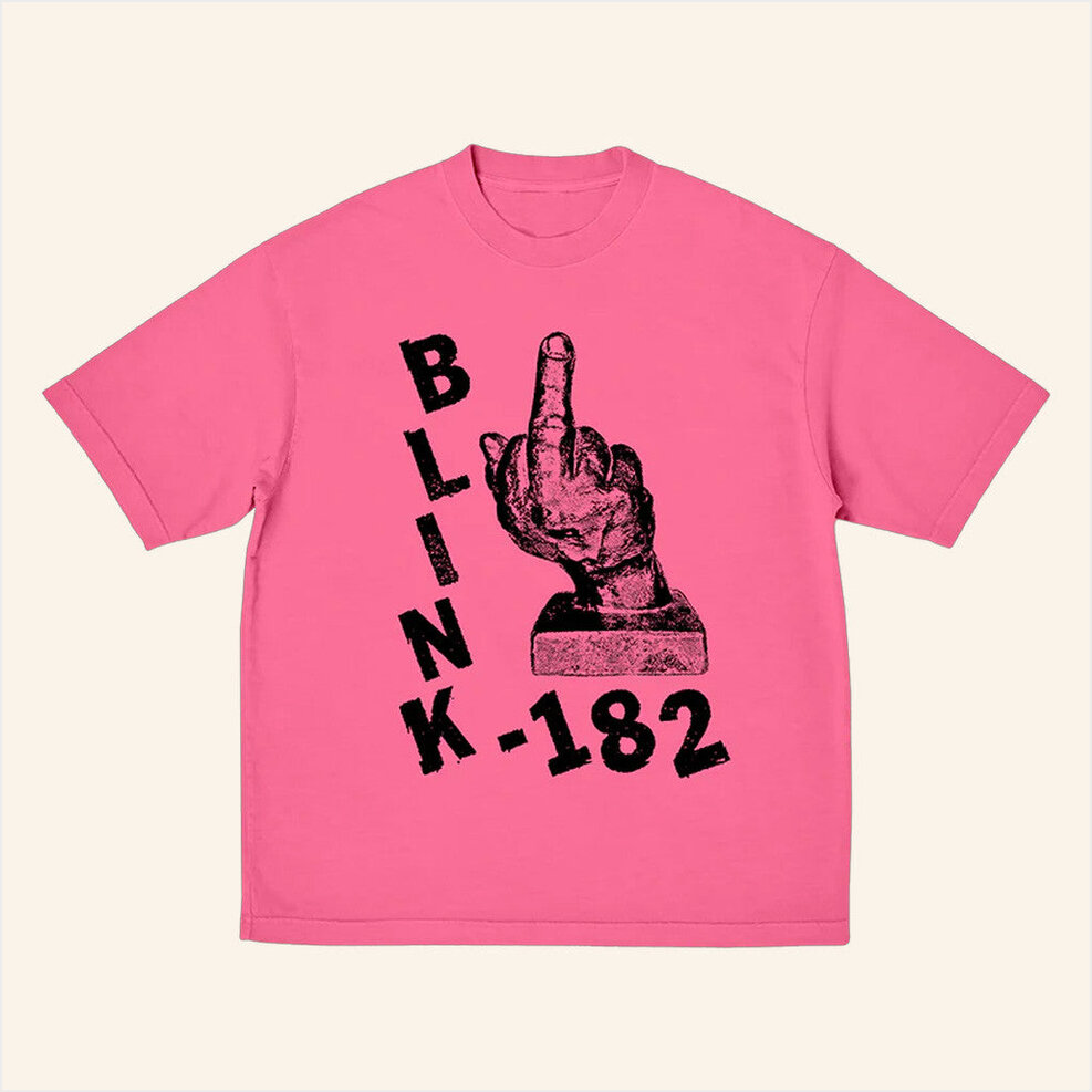 Pink Middle Finger T-Shirt Blink 182 Merch Gifts For Music Enthusiasts Birthday Gift Ideas