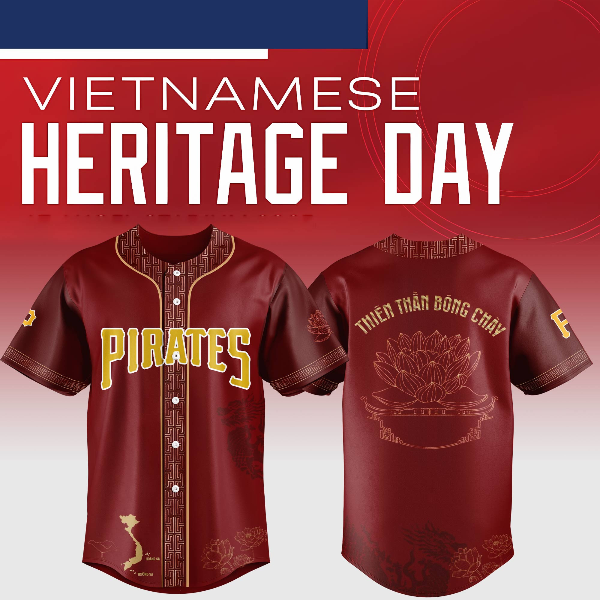 Pittsburgh Pirates Mlb X Vietnamese Heritage Night Baseball Jersey For Fans