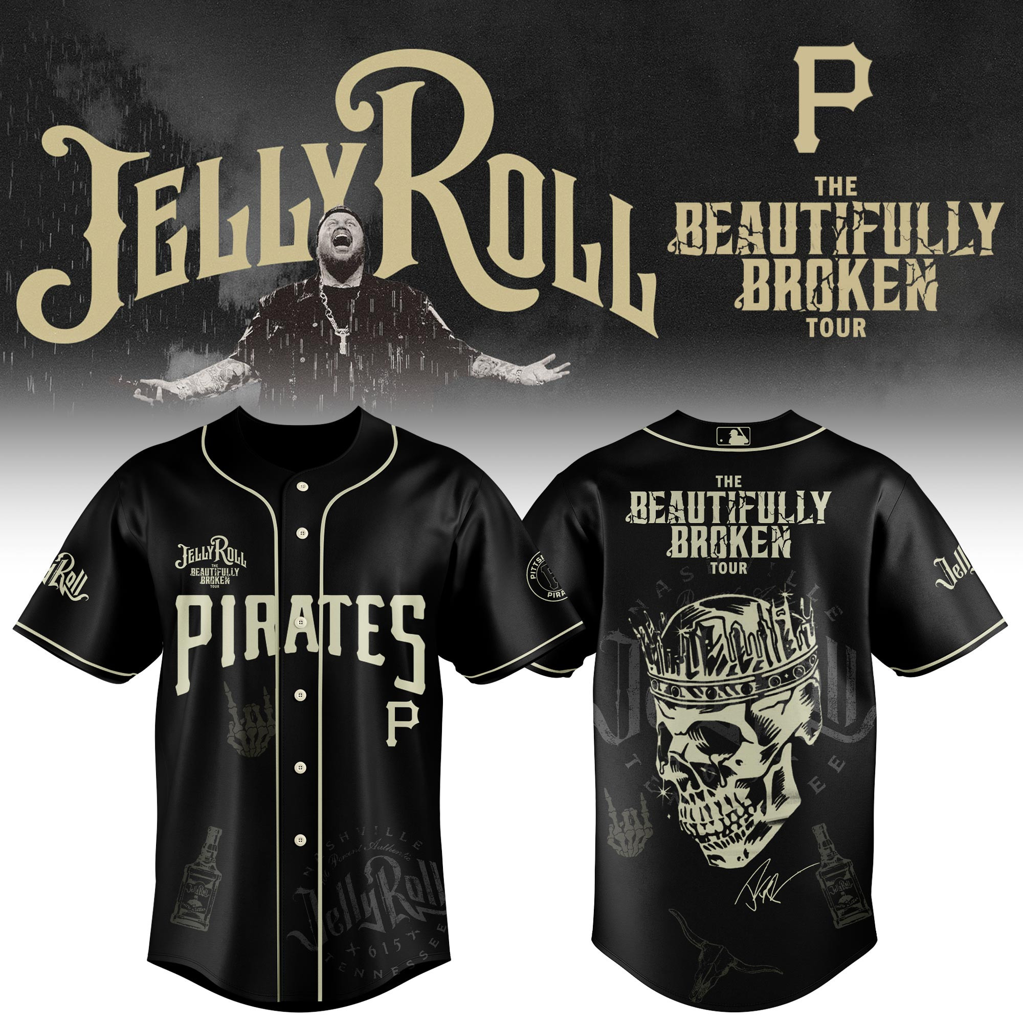 Pittsburgh Pirates X Jelly Roll Baseball Jersey 2025 Gift For Jelly Roll Fans