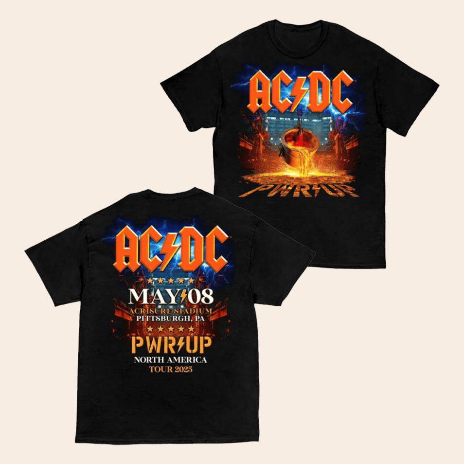 Pittsburgh Pwr Up Tour T-Shirt ACDC Merch Music Gift Ideas For Guys Gifts For Best Friend