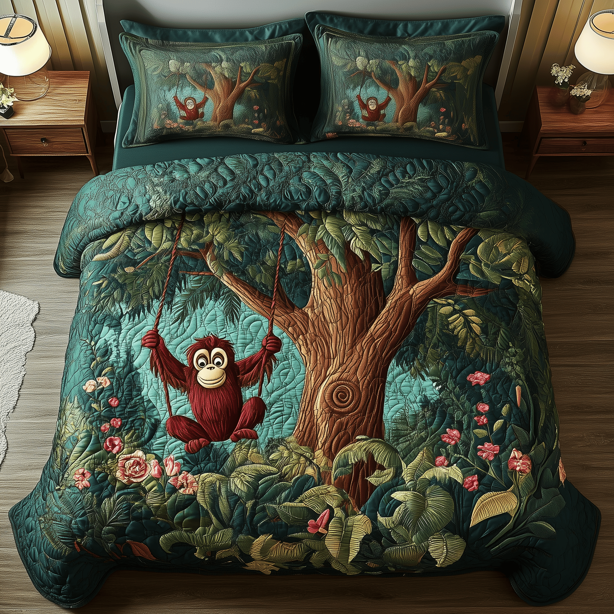 Playful Jungle Monkey Quilted Bedding Set  Stay warm this winter Corporate Christmas Gifts