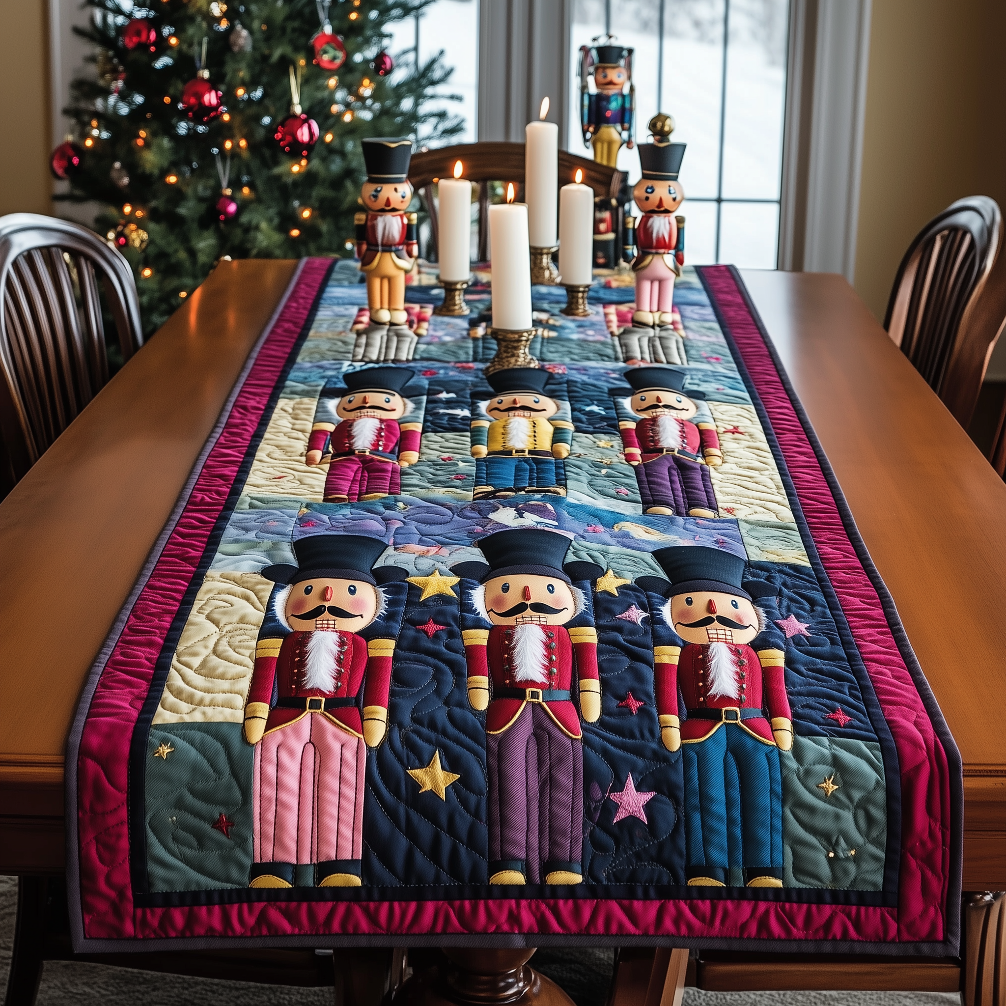 Playful Nutcracker Quilted Table Runner Add Festive Whimsy to Your Table