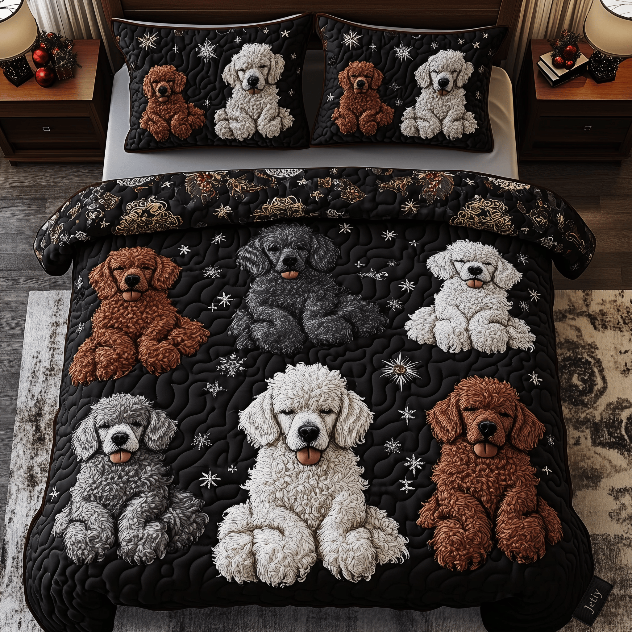 Playful Poodle Quilted Bedding Set  Stay warm this winter Christmas Ideas For Men