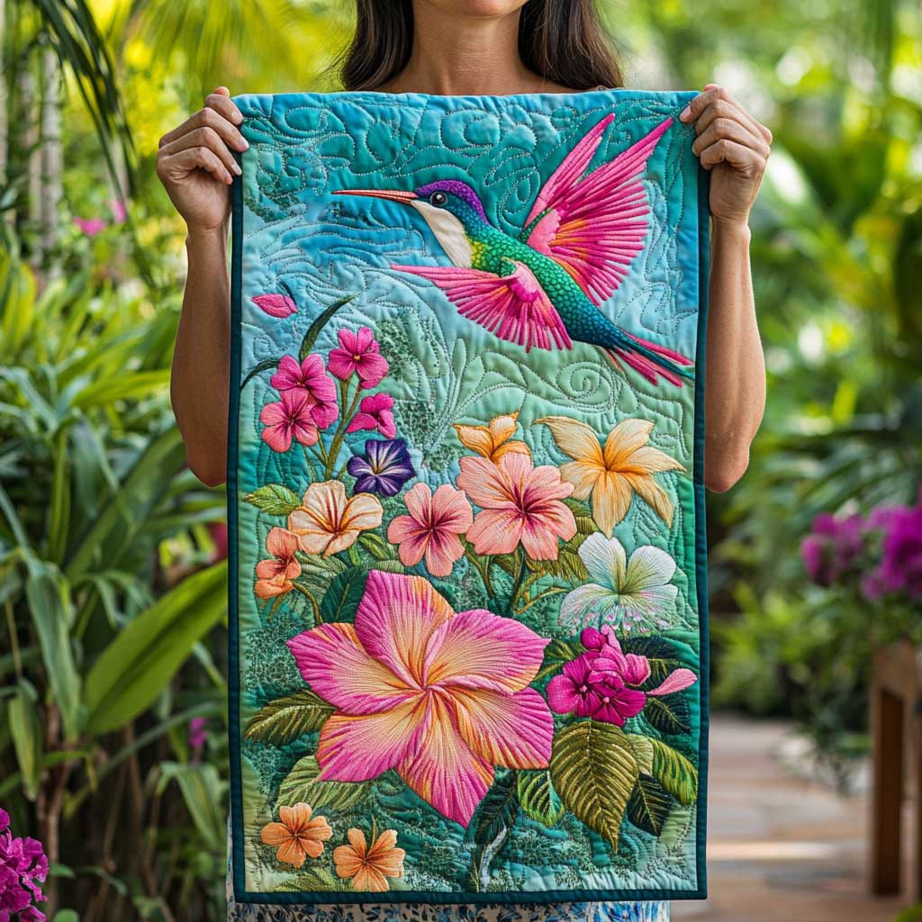 Plumeria Hummingbird Quilted Table Runner Decorations Christmas Hummingbird Gifts For Her