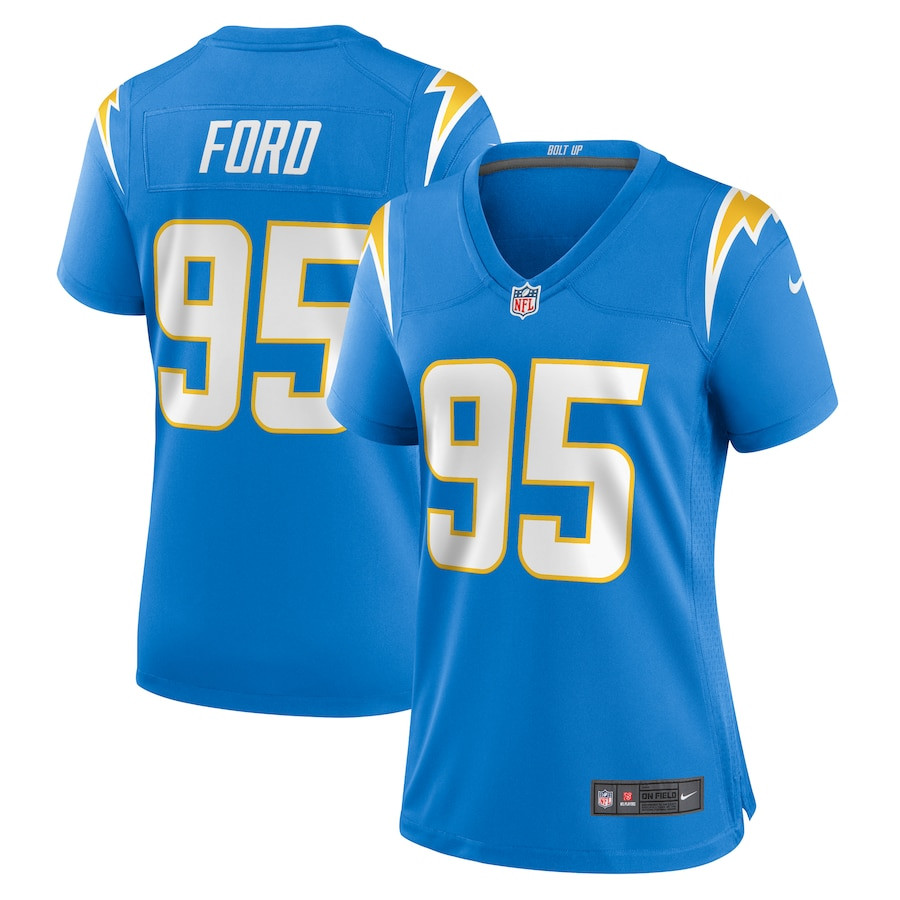 Poona Ford 95 Los Angeles Chargers Women's Game Jersey - Powder Blue - JS181