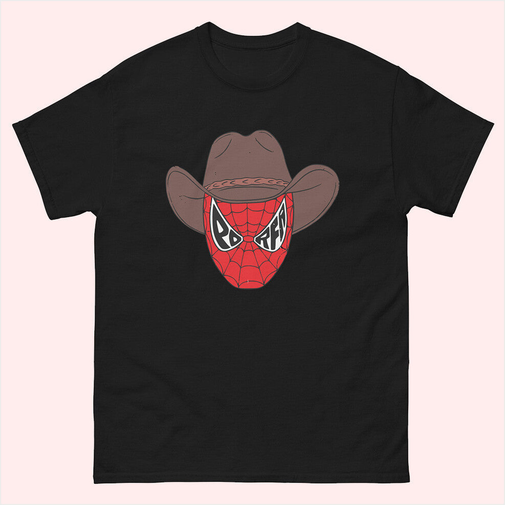 Porfa Spider Man Cowboy Hat Porfa Merch T-Shirt Birthday Gifts For Father Gifts For Best Friend