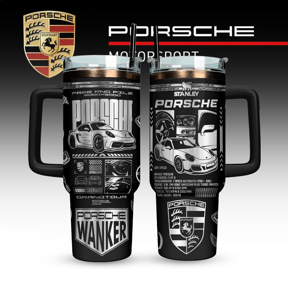 Porsche Stanley Quencher 40oz Stainless Steel Tumbler Presents For Cars Fans