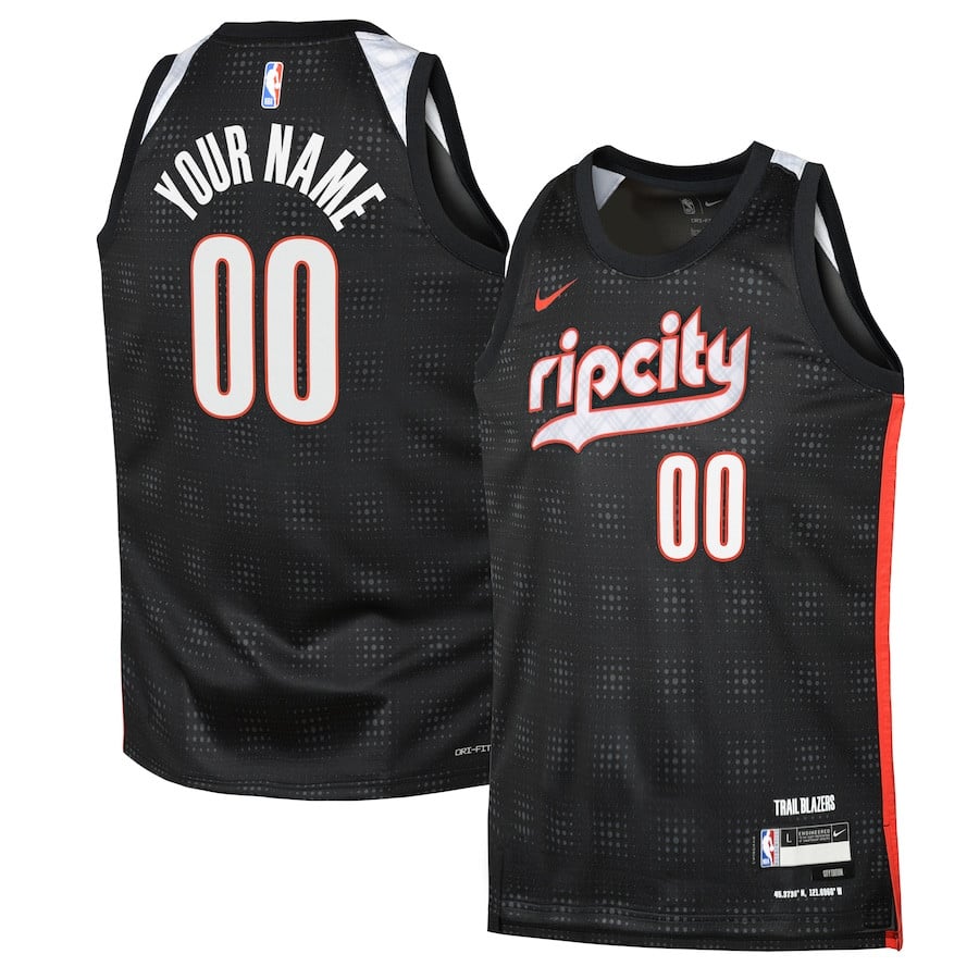 Portland Trail Blazers 2024/25 Swingman Custom YOUTH Jersey - City Edition - Black - JS507