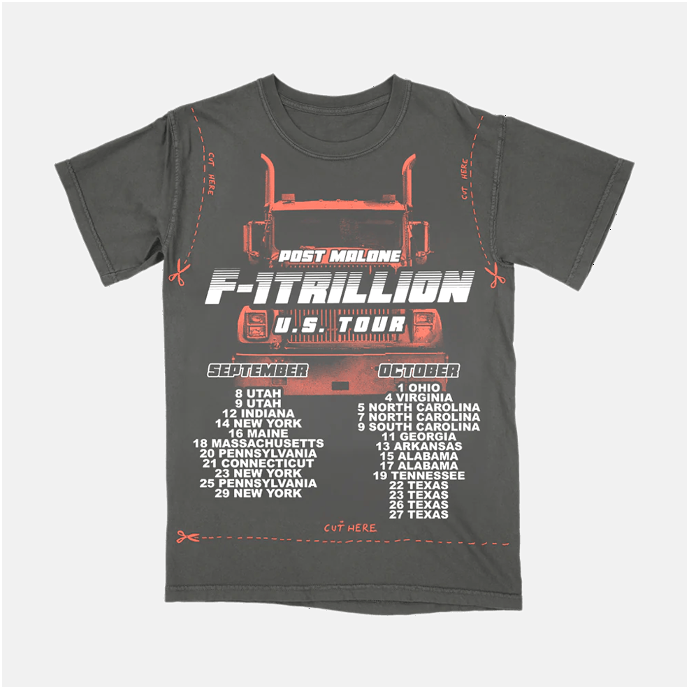 Post Malone Merch F 1 Trillion Diy Cut Out Tour T-Shirt Top 10 Father's Day Gifts Gifts For BFF