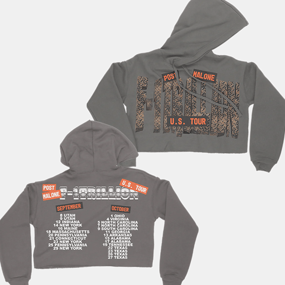 Post Malone Merch F1 Trillion Tour Crop Hoodie Gifts For Girlfriend Gifts For Best Friend
