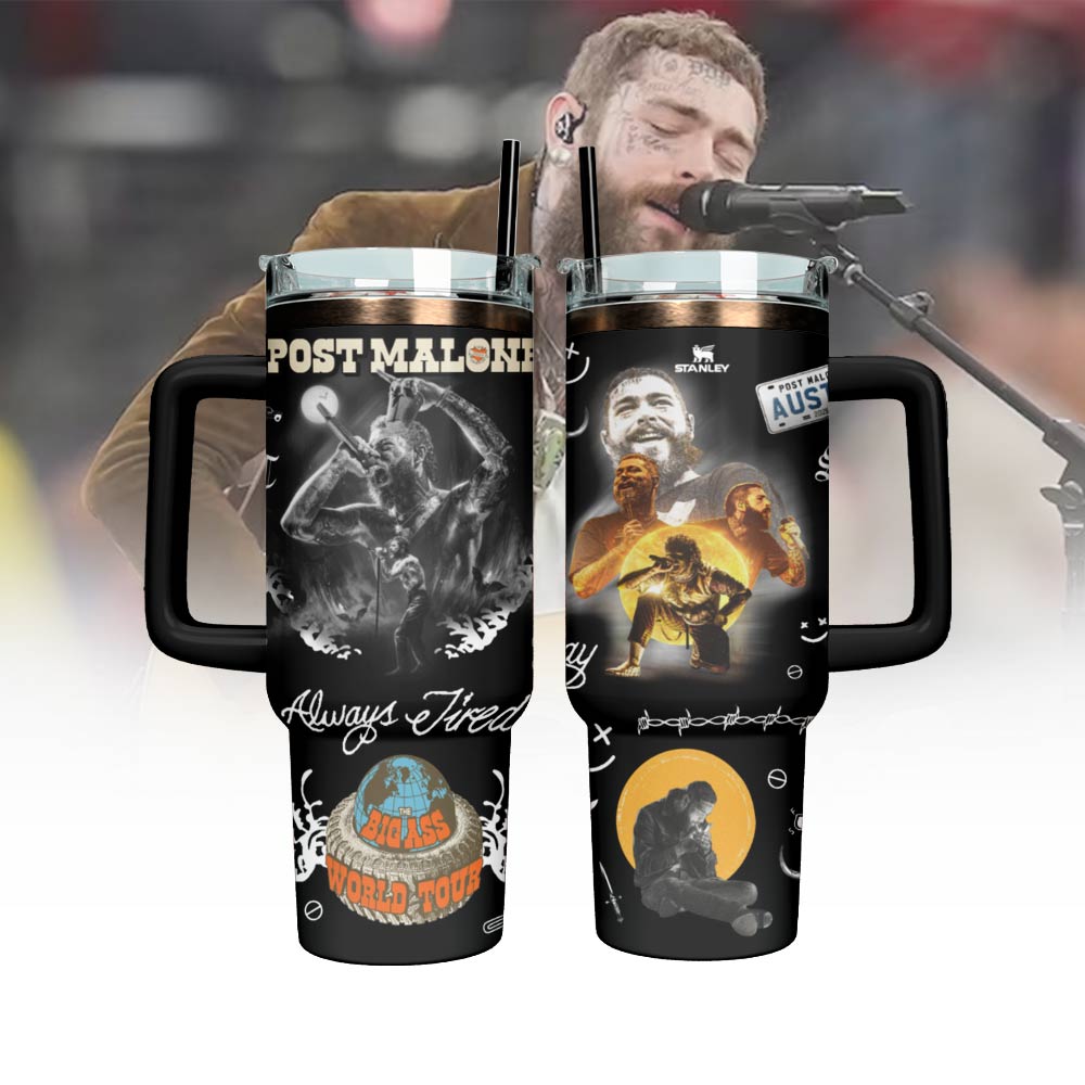 Post Malone Stanley Quencher Stainless Steel Tumbler Gifts For People Who Like Music