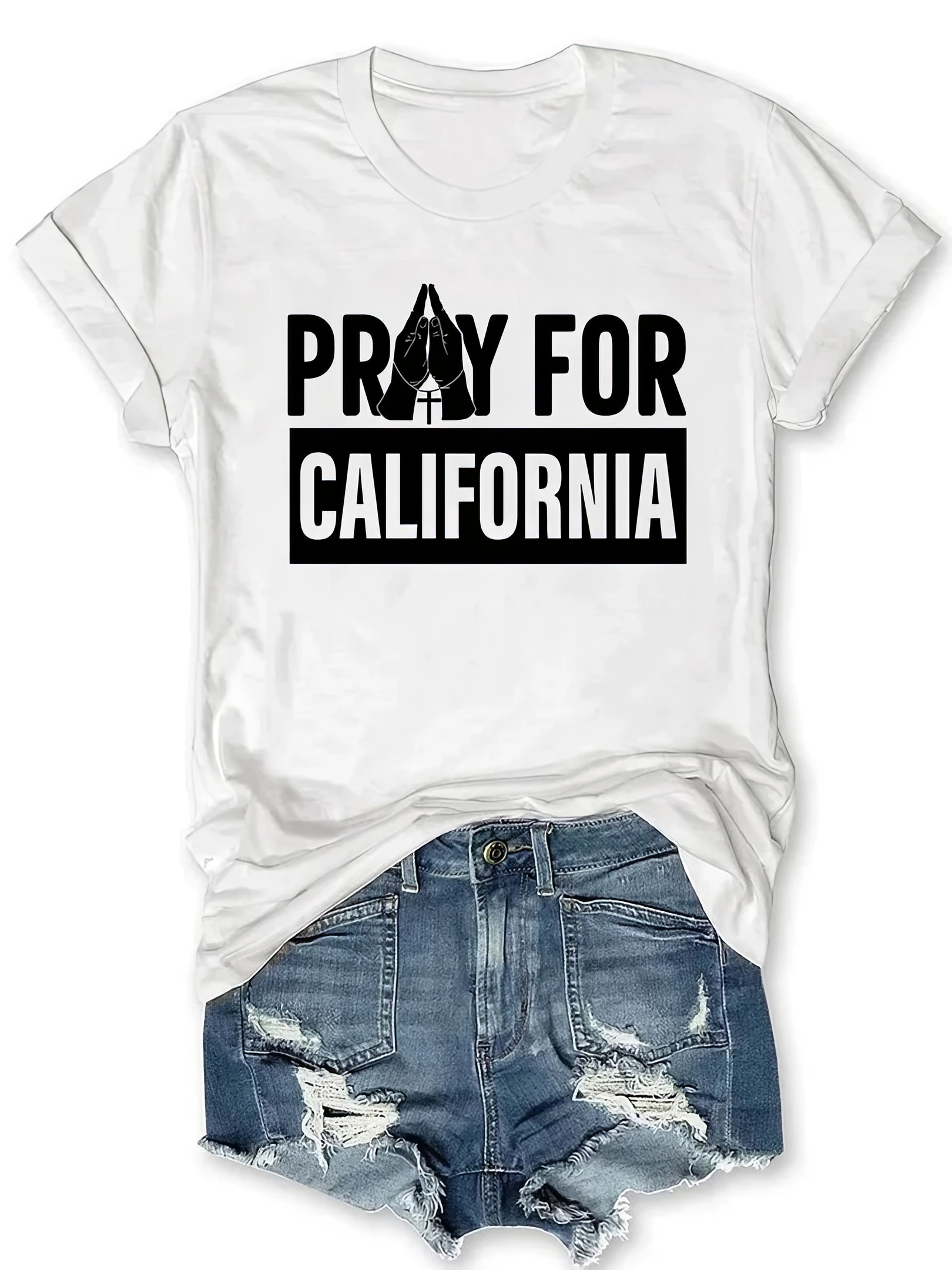 Pray For California T-Shirt Women's Patriotic Shirts Gifts For California Lovers