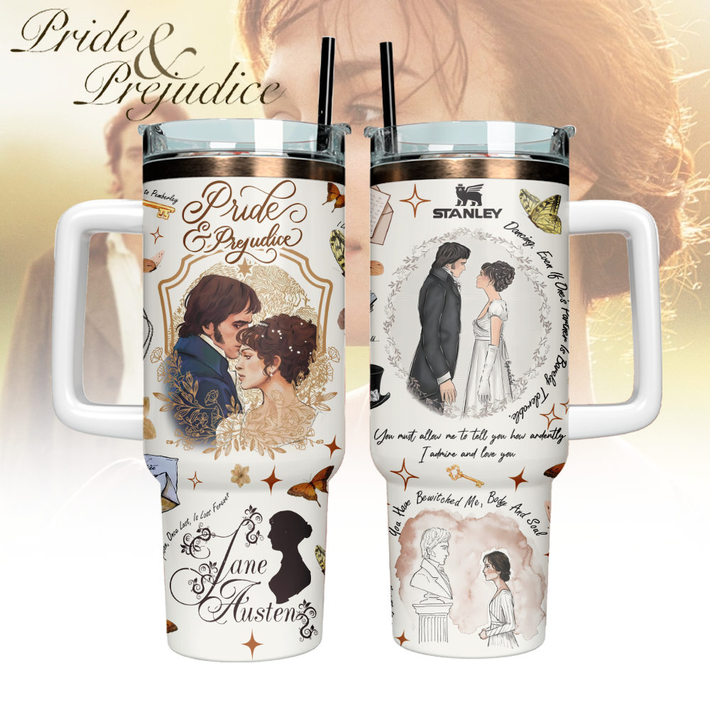 Pride And Prejudice Stanley Quencher Stainless Steel Tumbler Unique Gift For Novel Lovers