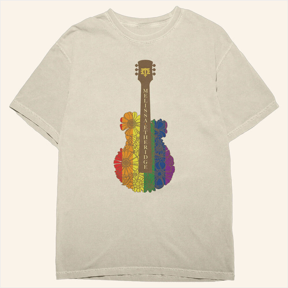 Pride Flower Guitar T-Shirt Melissa Etheridge Merch Birthday Gift Ideas Christmas Presents