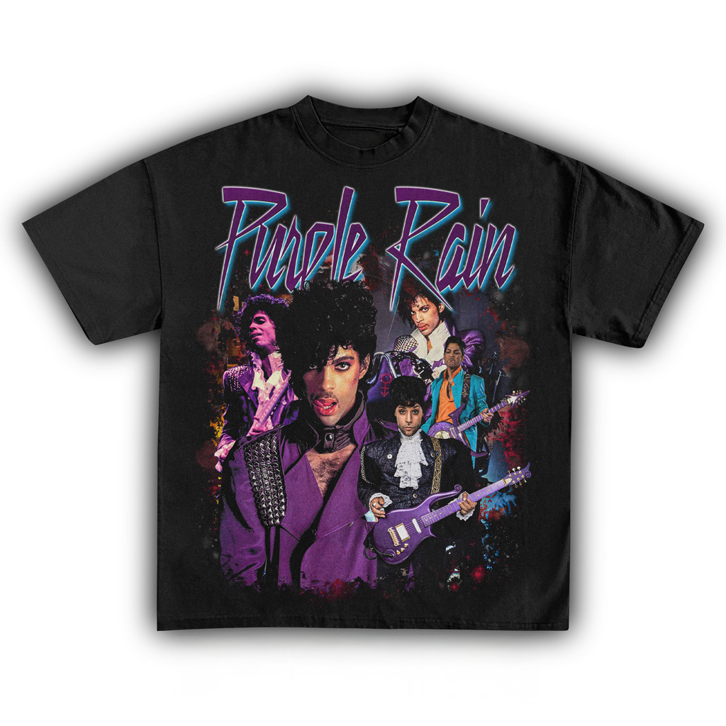 Prince Purple Rain Black T-Shirt Prince Merch Cool Gifts For Music Lovers