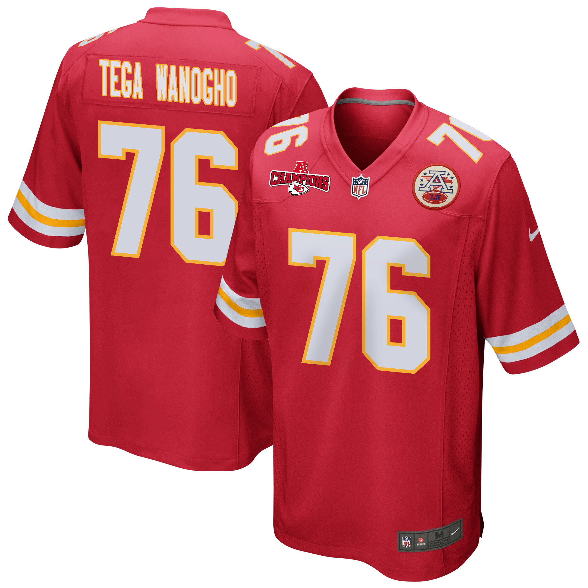 Prince Tega Wanogho 76 Kansas City Chiefs AFC Champions Patch Game Men Jersey - Red - JSDV205