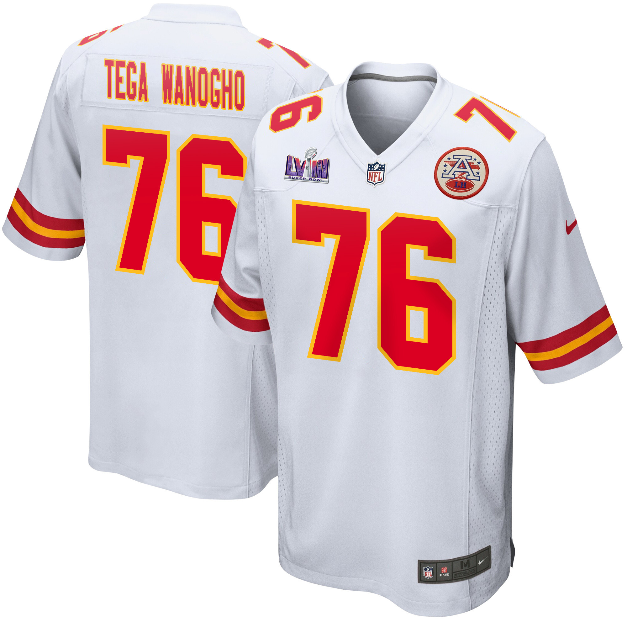 Prince Tega Wanogho 76 Kansas City Chiefs Super Bowl LVIII Patch Game Men Jersey - White - JSDV277