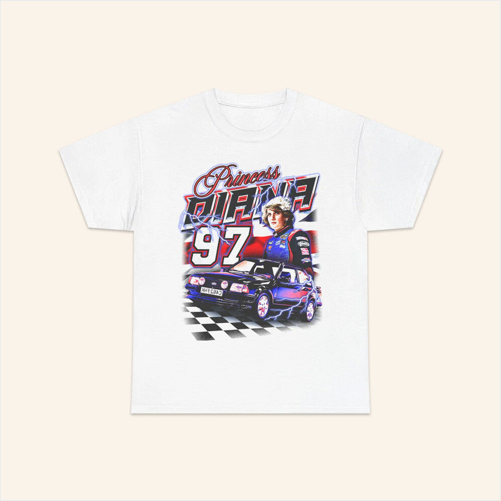 Princess Diana Racing White T-Shirt Notsafeforwear Merch Birthday Gifts For Racing Lovers