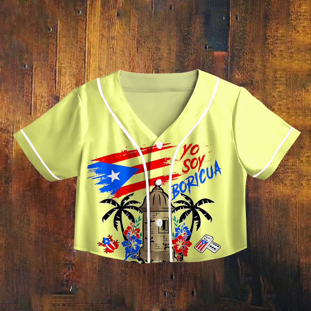 Puerto Rico Cropped Baseball Hawaiian Jersey Baseball Coach Gift Ideas