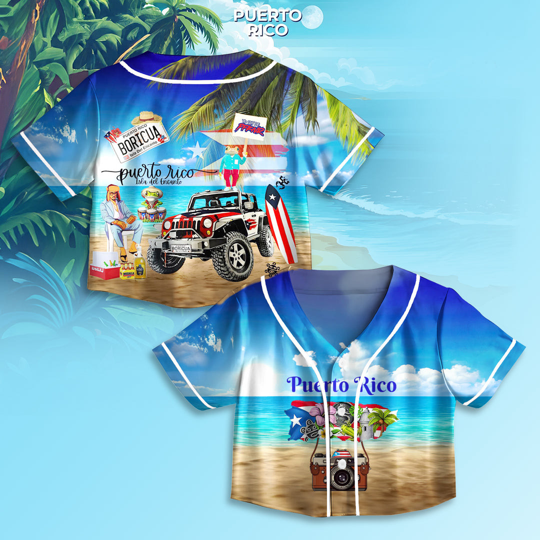 Puerto Rico Cropped Baseball Hawaiian Jersey Gifts For Baseball Players