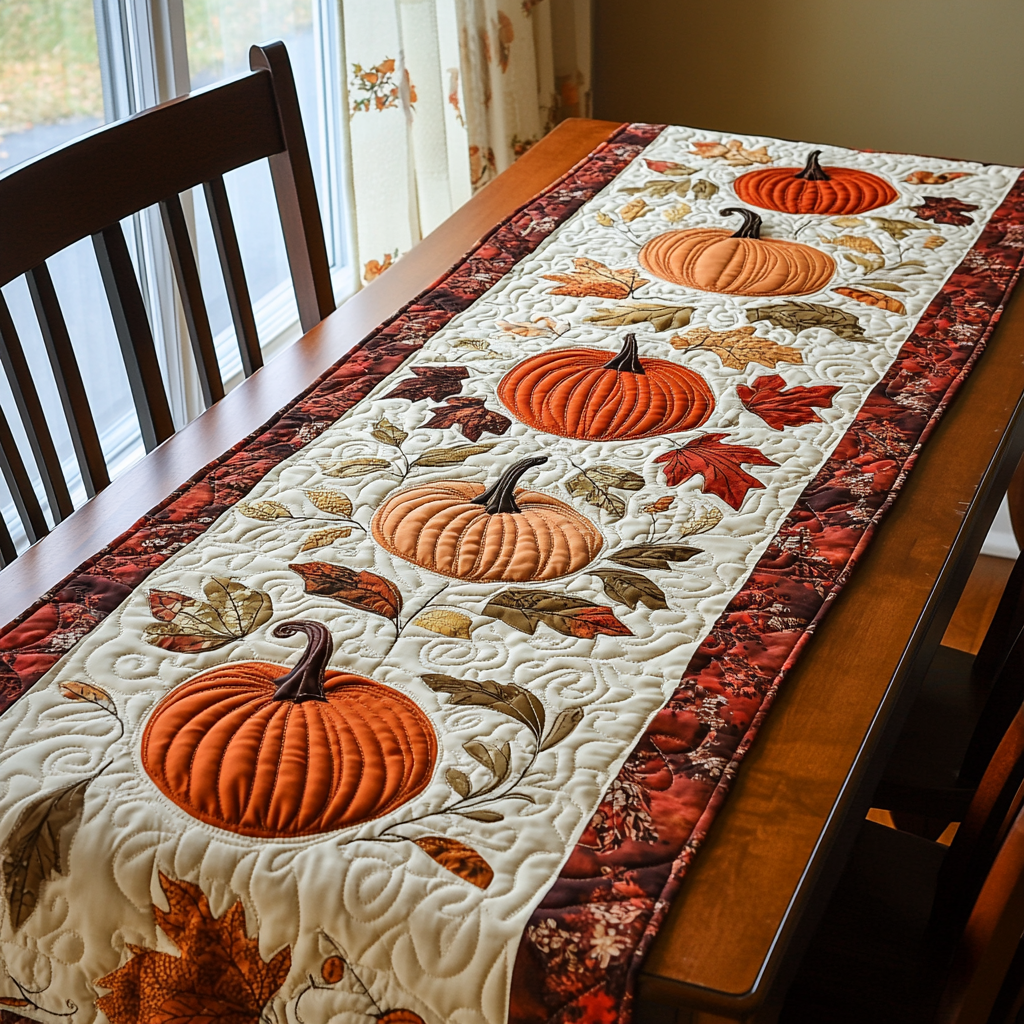 Pumpkin Autumn Quilted Table Runner Autumn Fall Decor Table Runner Home Decoration Gifts