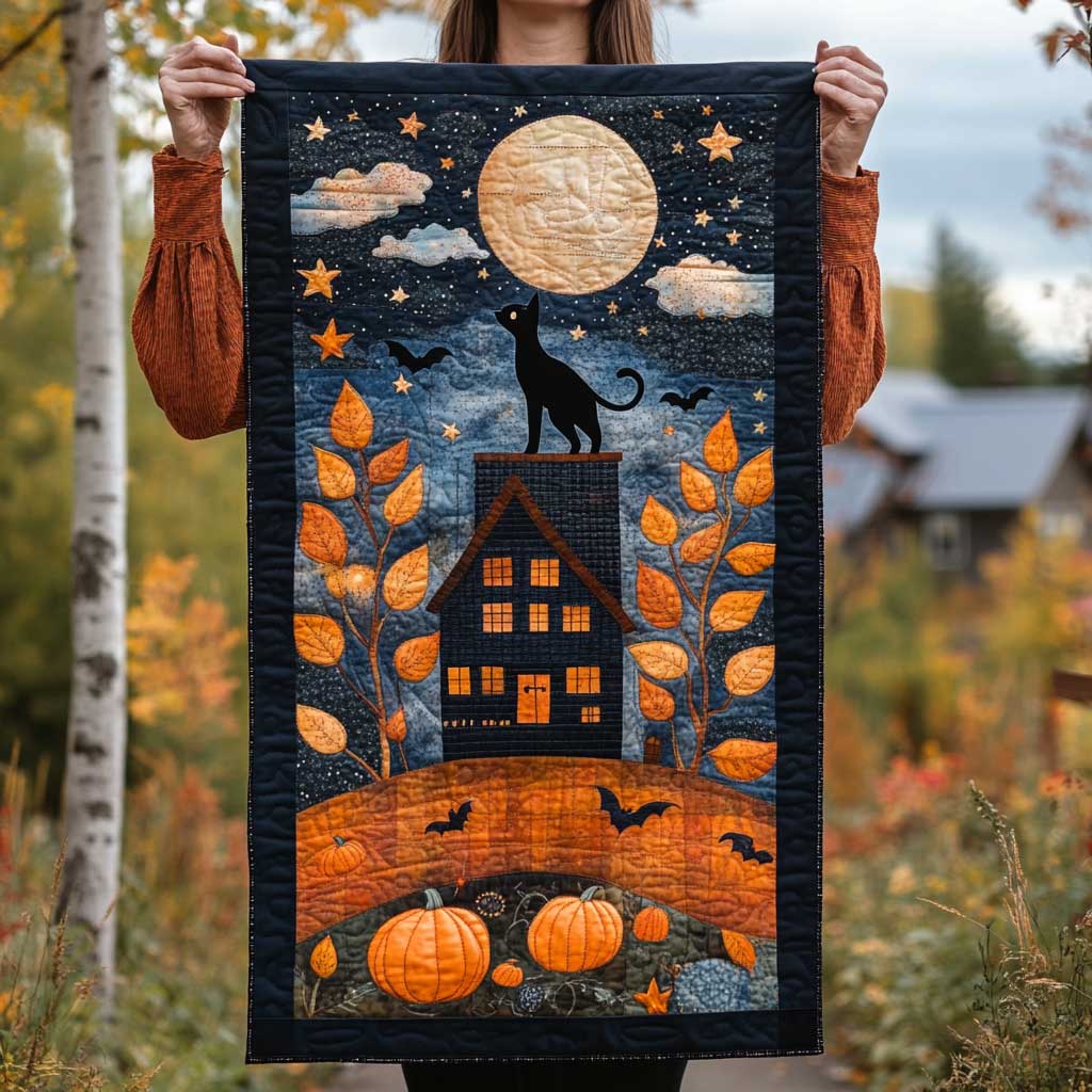 Pumpkin Black Cat Quilted Table Runner Items Great Christmas Gift Ideas For Cat Lovers Owners