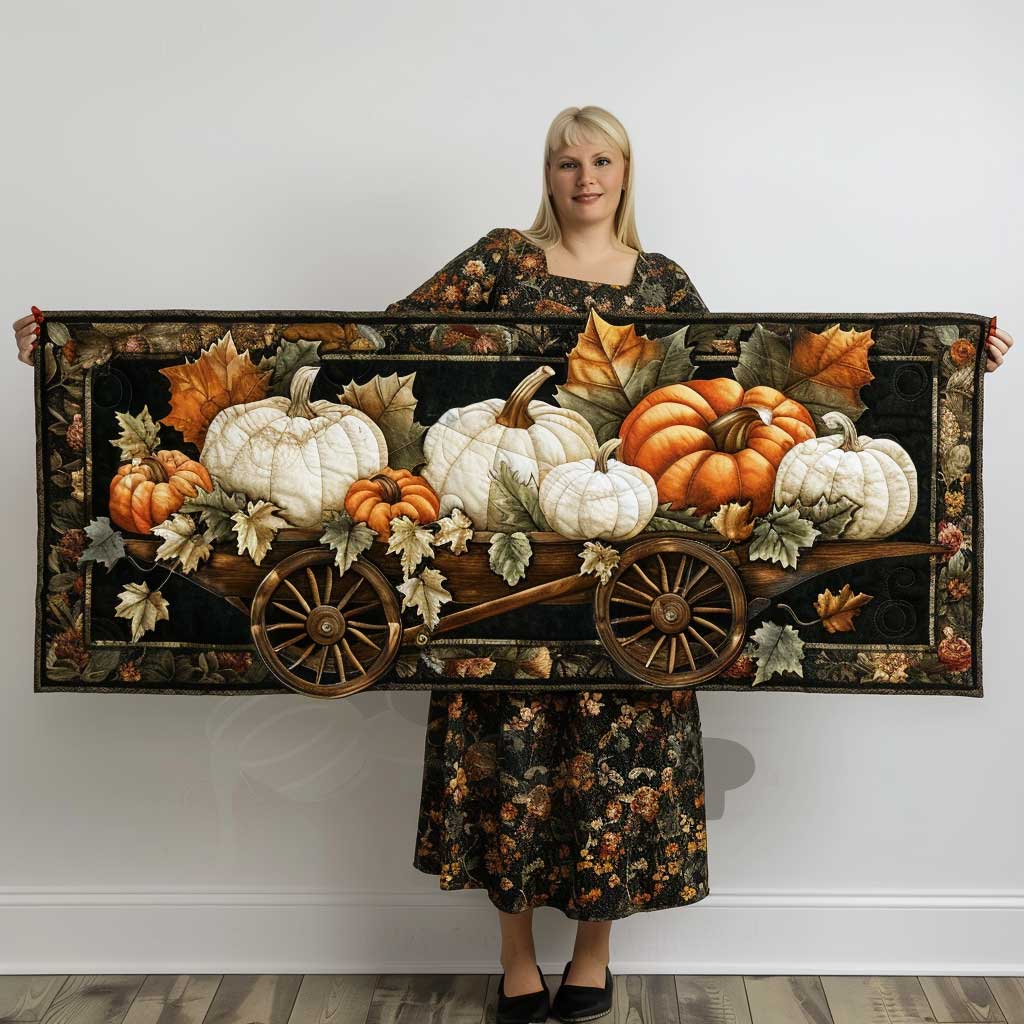 Pumpkin Festival Quilted Table Runner Fall Table Runner Home Decoration
