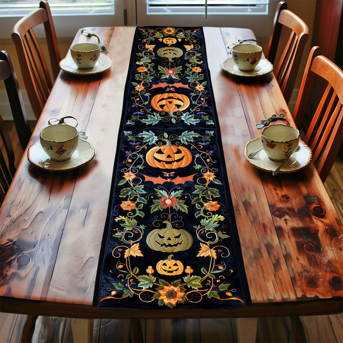 Pumpkin Halloween Quilted Table Runner Fall Table Runner Home Decoration