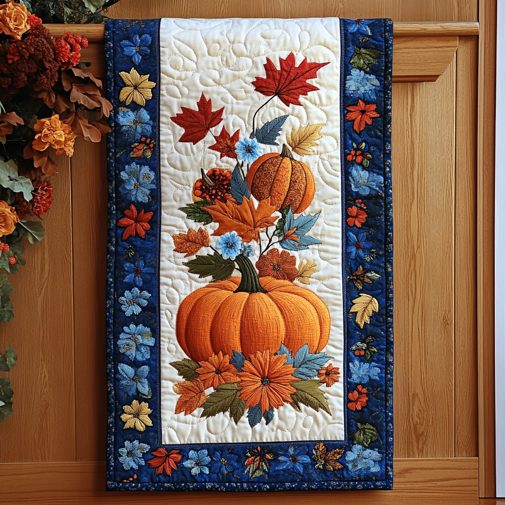 Pumpkin Parade Quilted Table Runner Best Modern Fall Decor Dining Table Runner