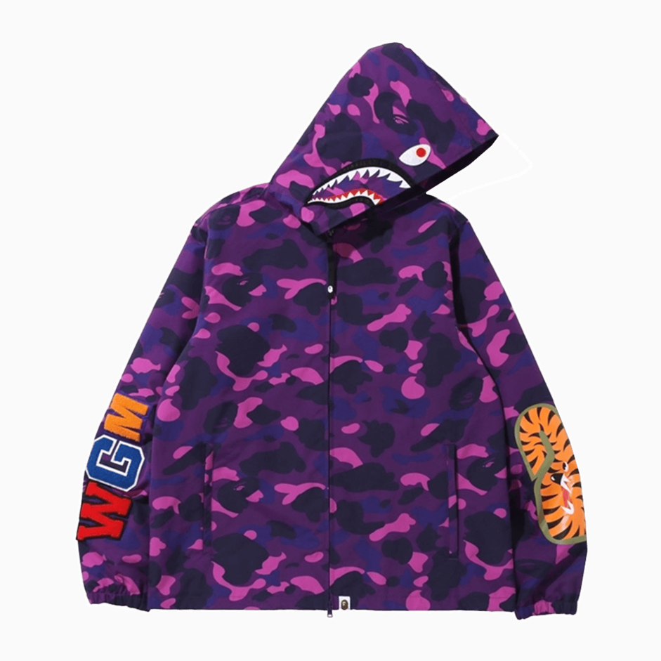 Purple Bape WGM Shark Hoodie Jacket Color Camo Gift for Boyfriend Streetwear Gifts For Friends