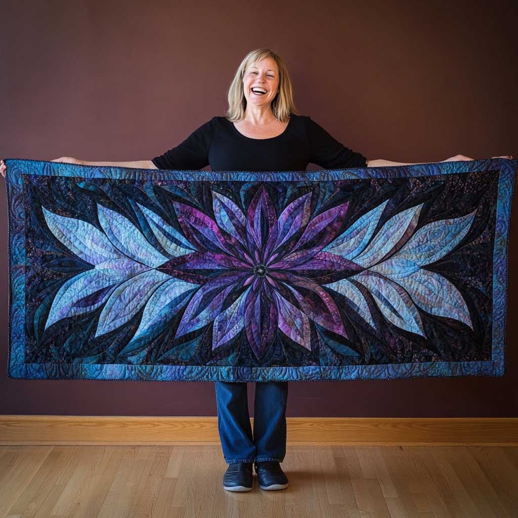 Purple Blissful Petals Quilted Table Runner Coffee Dining Home Decorations Great Gifts For Her