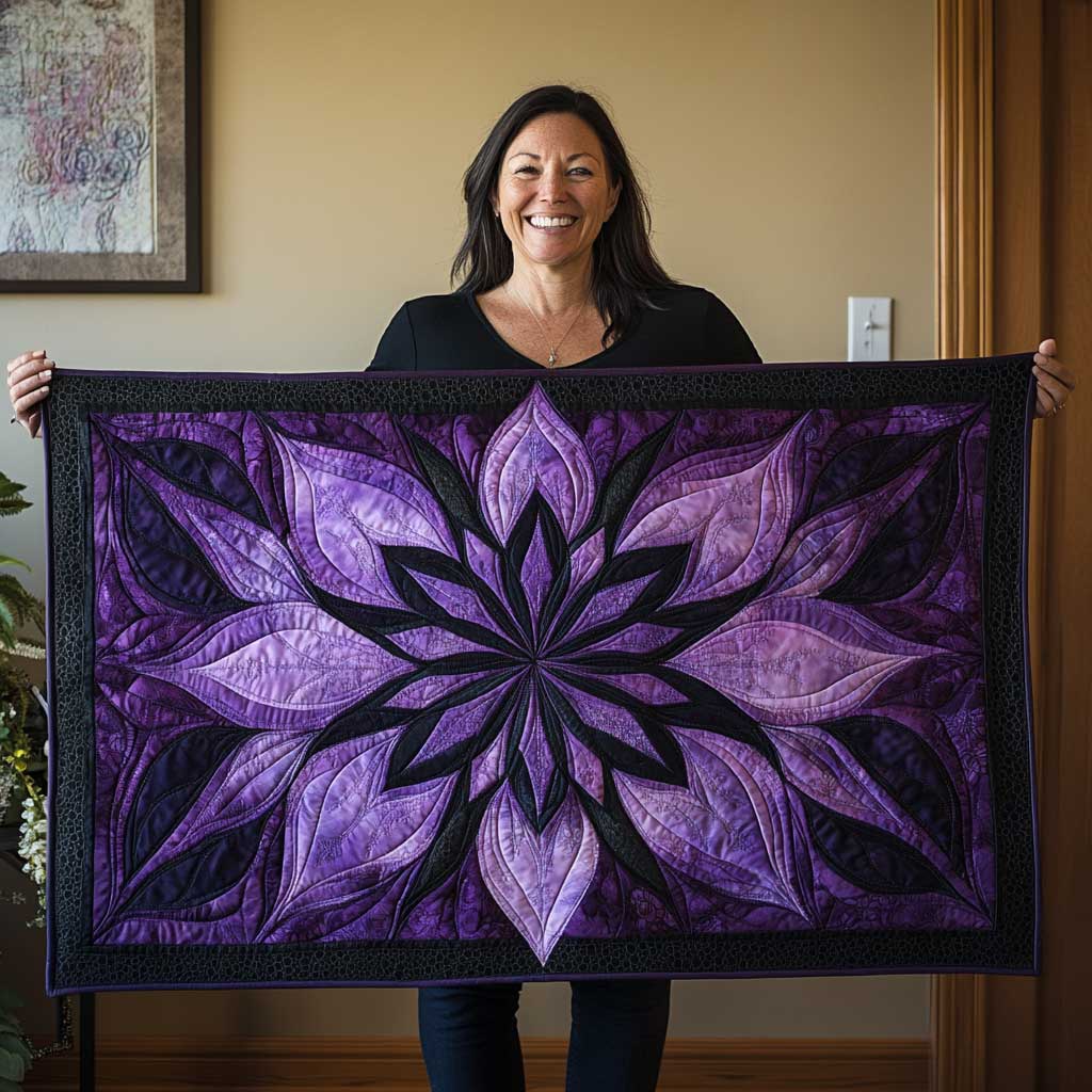 Purple Enchanted Blossom Quilted Table Runner Modern Home Decorations Christmas Gifts For Sisters