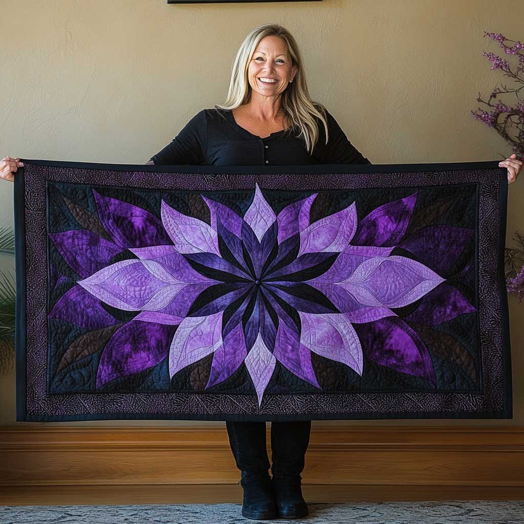 Purple Moonbeam Petals Quilted Table Runner Dining Home Decorations Christmas Gifts For Wife