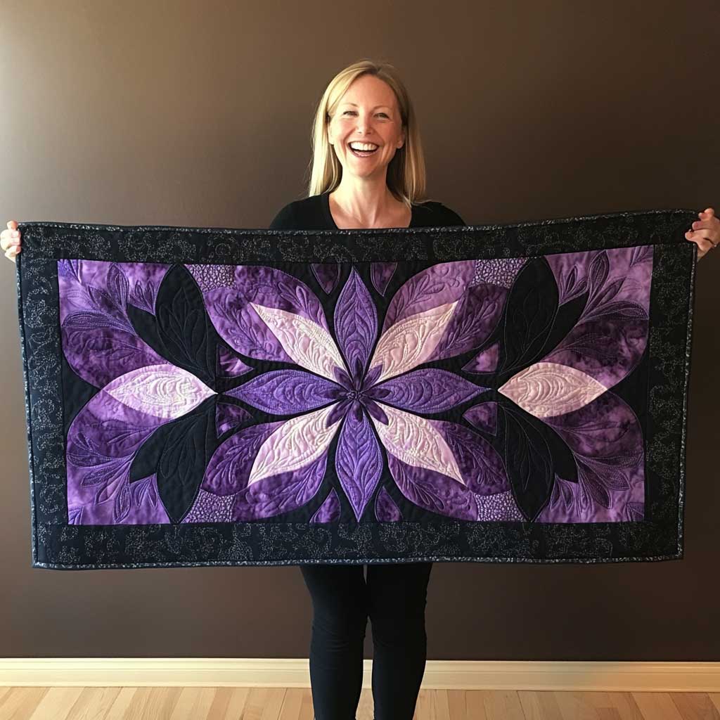 Purple Serene Petals Quilted Table Runner Dining Home Decorations Best Chritmas Gifts For Woman